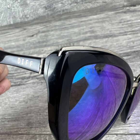 DIFF Eyewear “ROSE” Sunglasses Womens Black Silver Polarized Cat-Eye - Picture 8 of 11